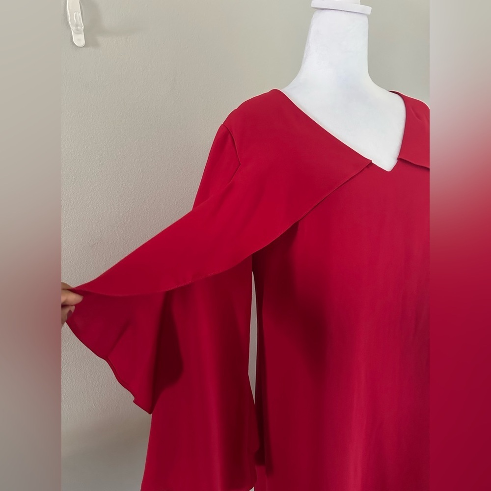Kobi Halperin Dresses Cascade Ruffle Long Sleeve Party Cocktail Dress Red Sz M - Picture 5 of 9